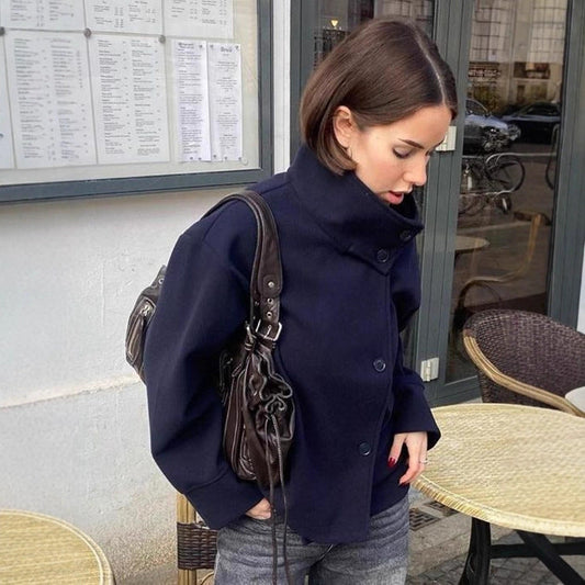 Women's fashionable wool jacket with structured collar and elegant cut NOVAE