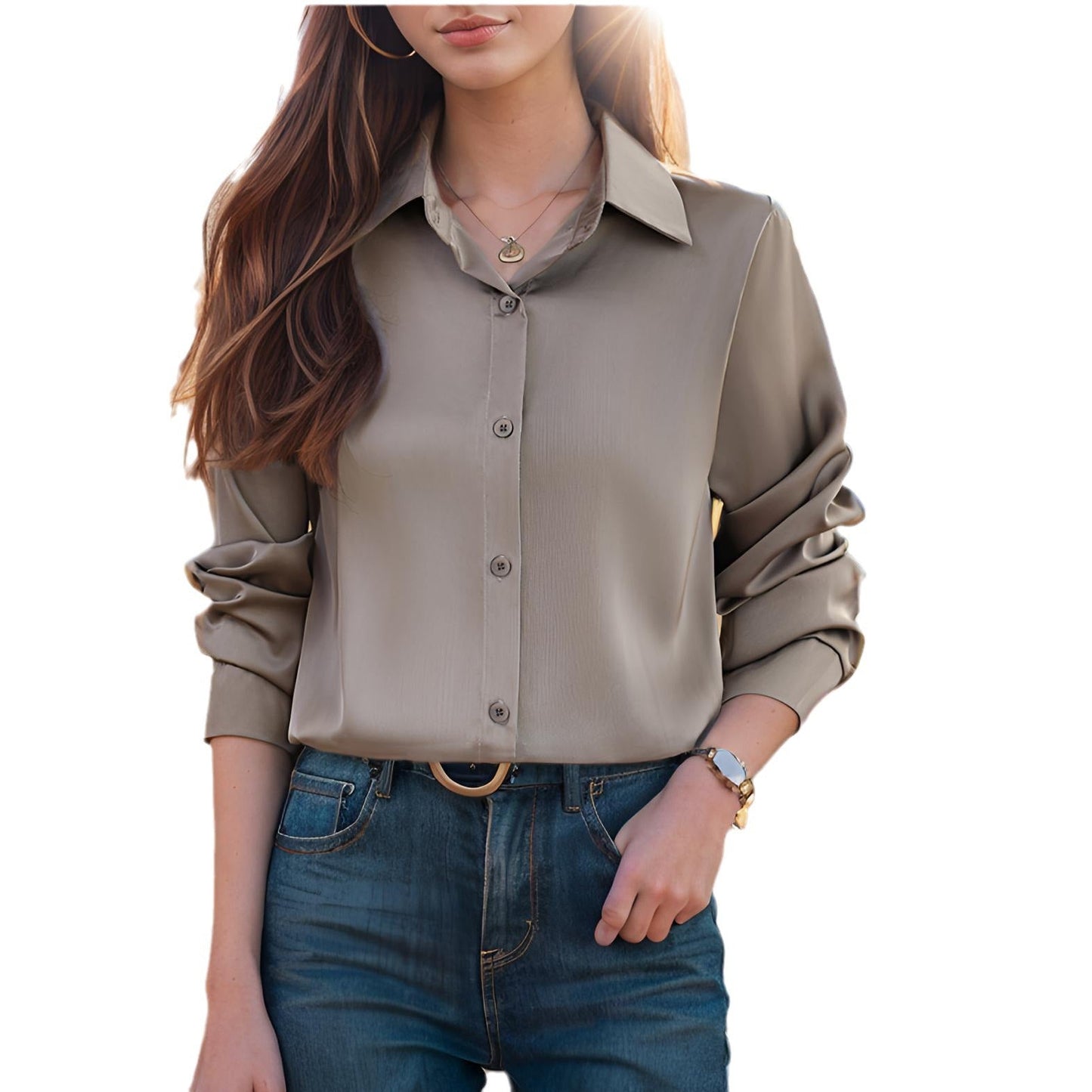 Women's elegant and lightweight blouse with a comfortable cut and subtle sheen NOVAE
