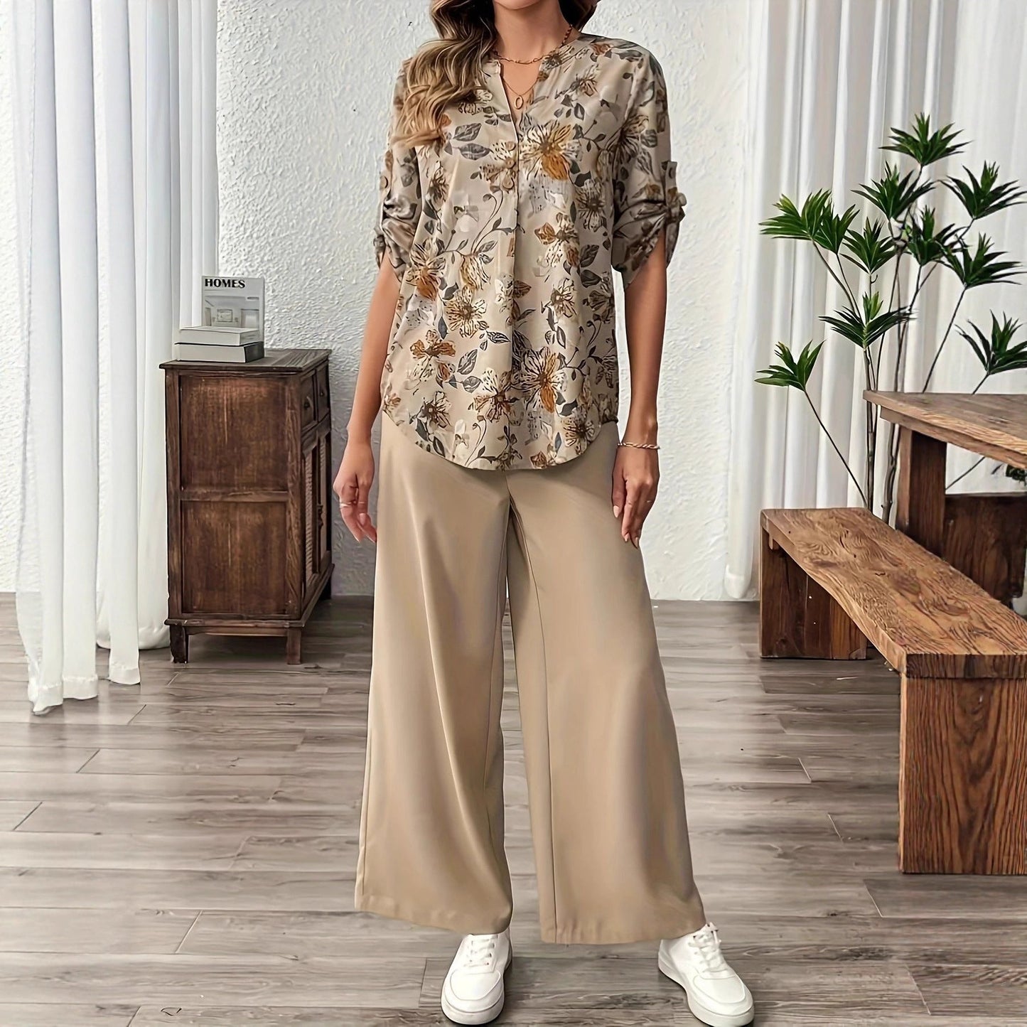 Women's shirt blouse with floral pattern NOVAE