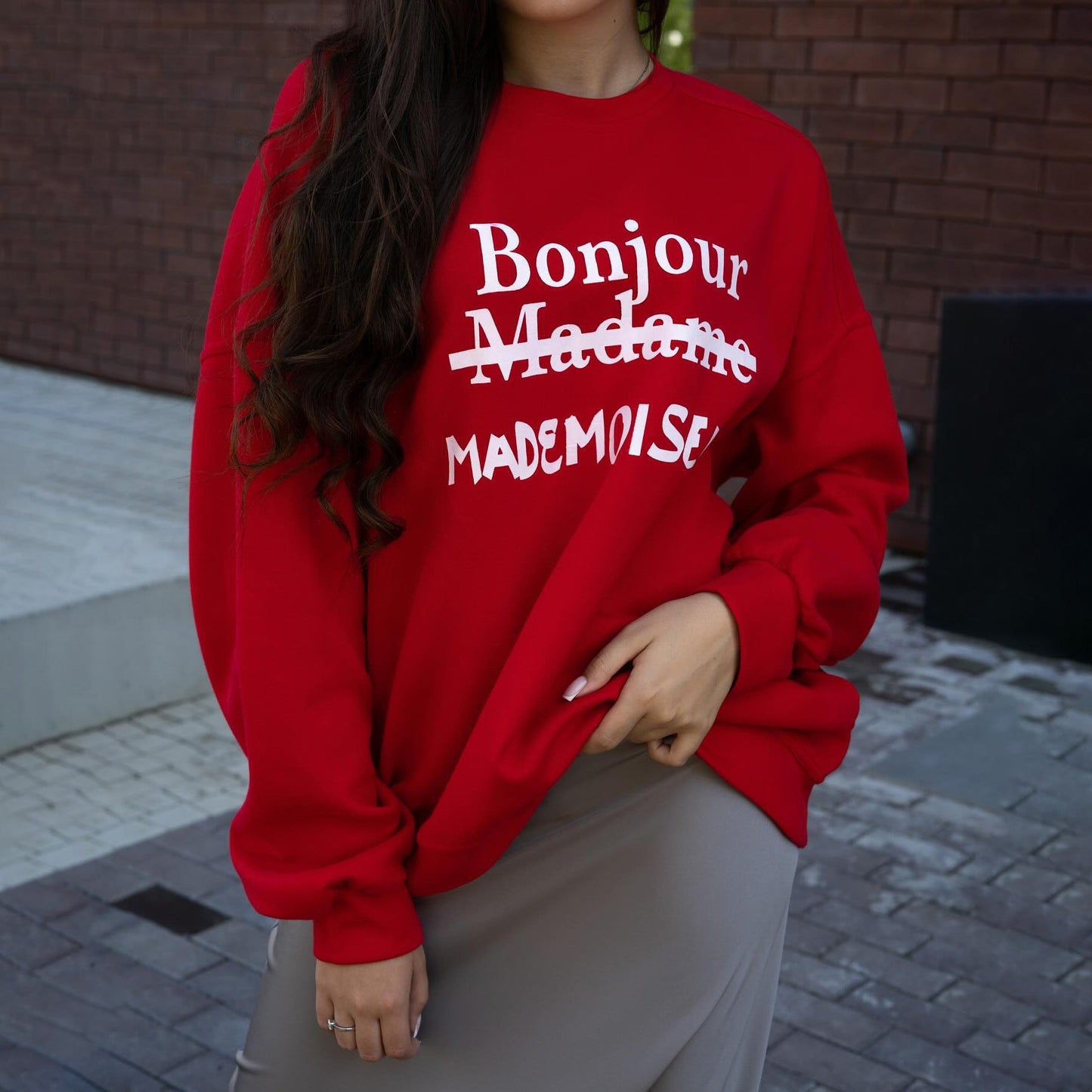 Women's casual sweatshirt with creative lettering NOVAE