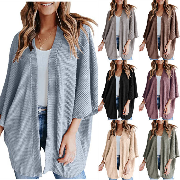 Women's casual waffle-knit cardigan NOVAE