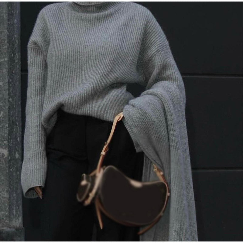 Women's Oversized Turtleneck Knit Sweater made of high-quality material NOVAE