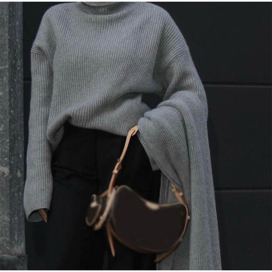 Women's Oversized Turtleneck Knit Sweater made of high-quality material NOVAE