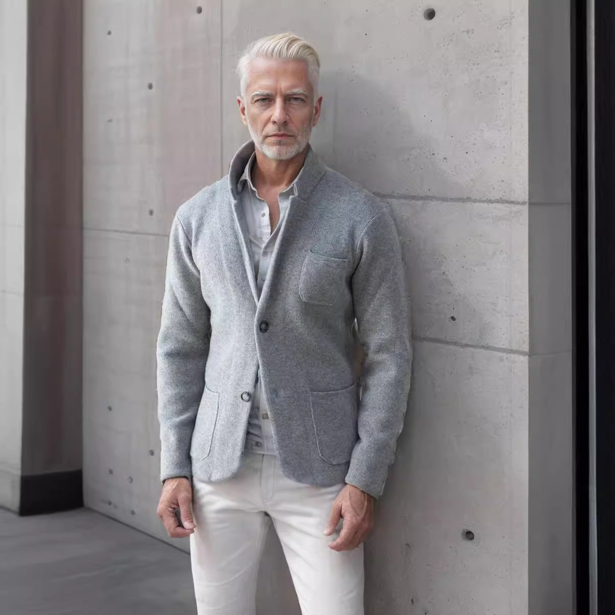 Men's modern cut knit coat with comfortable collar and practical pockets NOVAE