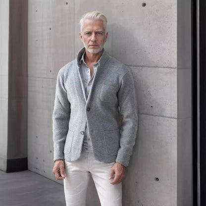 Men's modern cut knit coat with comfortable collar and practical pockets NOVAE