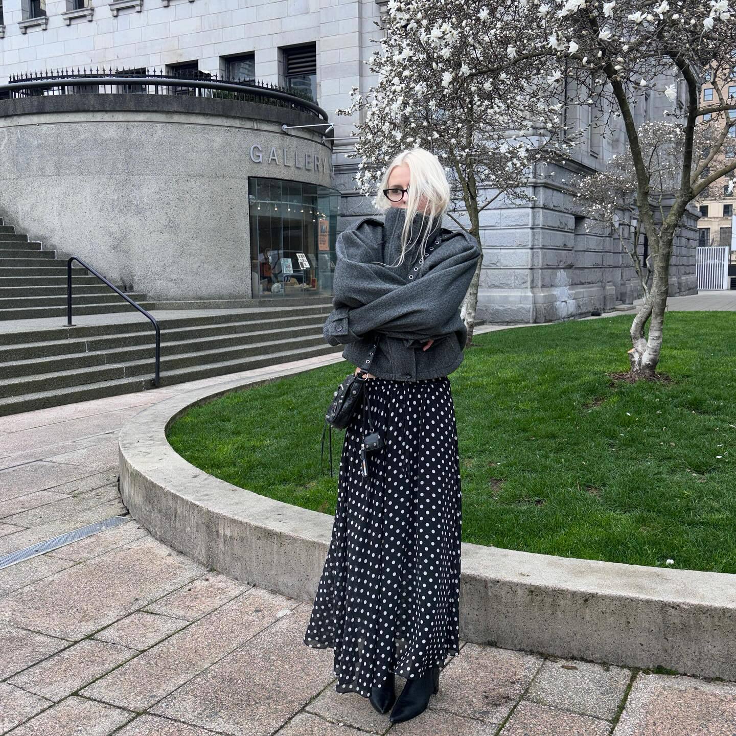 Women's Oversized Wool Jacket with High Collar and Practical Pockets NOVAE