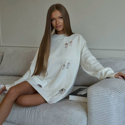 Women's casual knit sweater with a fashionable used look NOVAE