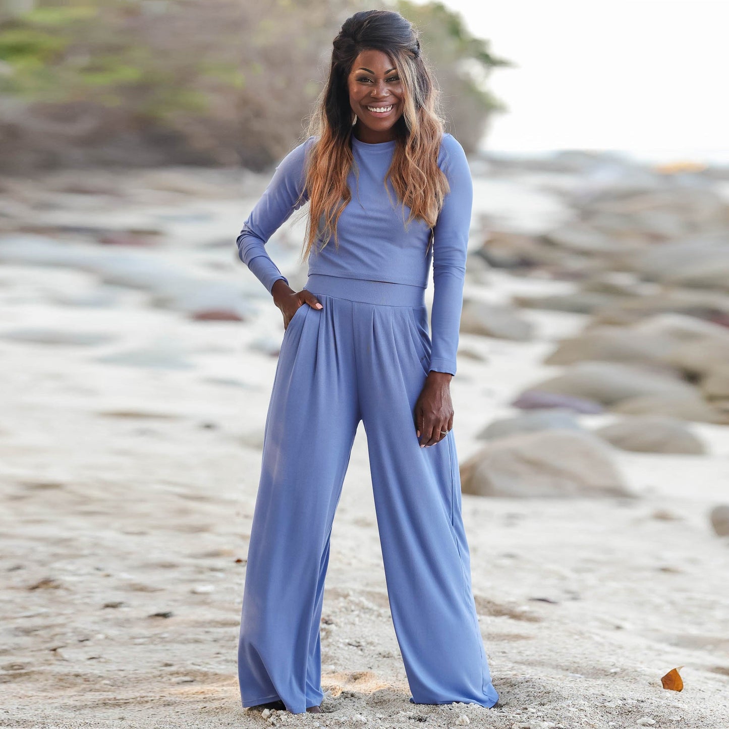 Women's jumpsuit with wide leg and long sleeves NOVAE