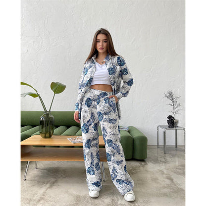 Women's casual leisure lounge set with floral pattern NOVAE