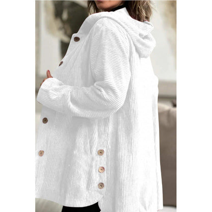 Women's cozy hooded jacket made of fine corduroy fabric NOVAE