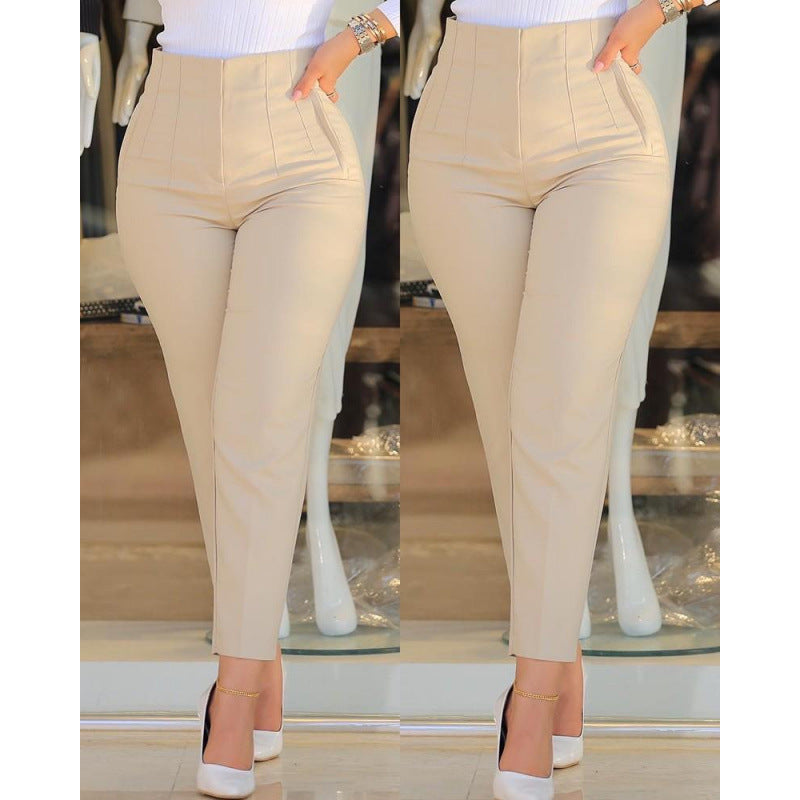 Women's High-Waisted Slimming Pant with Decorative Stitching Details NOVAE