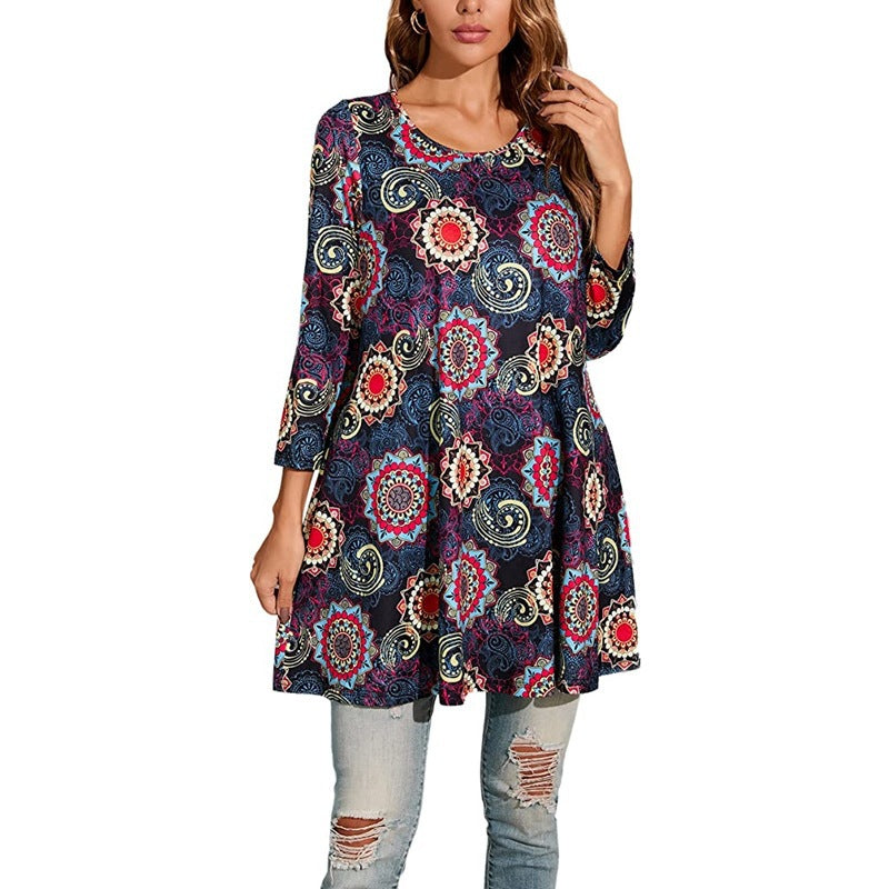 Women's tunic with unique mandala print NOVAE