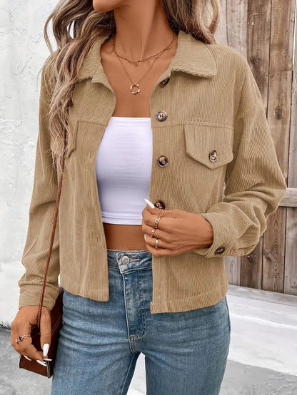 Women's casual corduroy jacket with practical pockets and fashionable buttons NOVAE