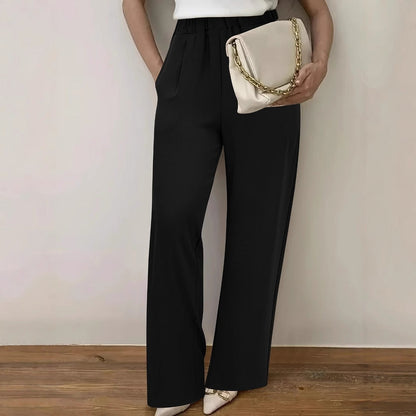 Women's Wide-Waisted High-Waisted Trousers with Elegant Elastic Waistband NOVAE