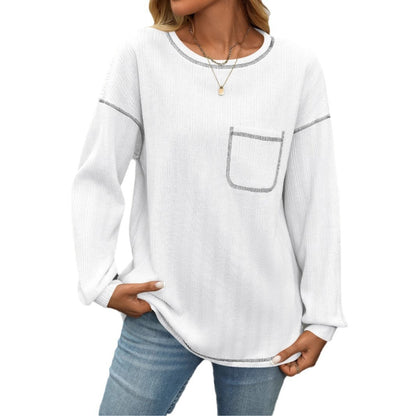 Women's cozy long-sleeved sweater with chest pocket NOVAE