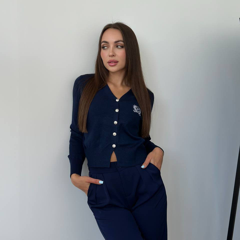 Women's elegant cardigan with button details and V-neck NOVAE