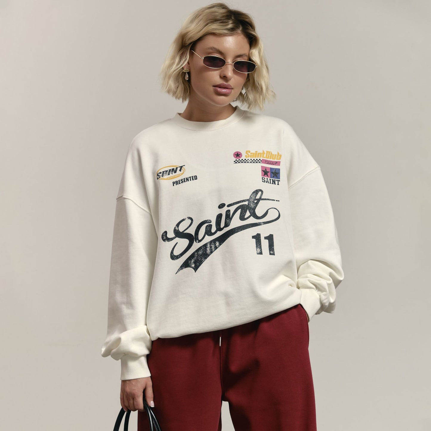 Women's casual sweatpants with a high waist and wide cut NOVAE