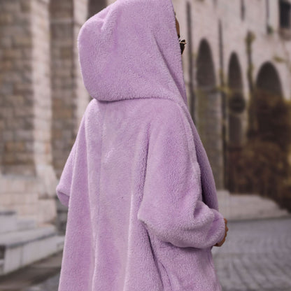 Women's Cozy Plush Jacket with Open Collar NOVAE