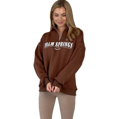 Women's casual sweatshirt with a mid-high collar and graphic print NOVAE