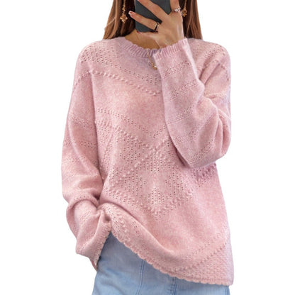 Women's soft knit sweater with sophisticated textured patterns and a relaxed fit NOVAE