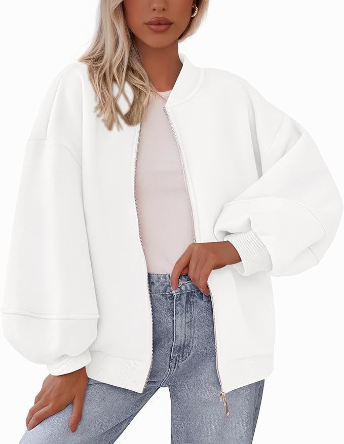 Women's Oversized Bomber Jacket with Zipper and Elastic Cuffs NOVAE