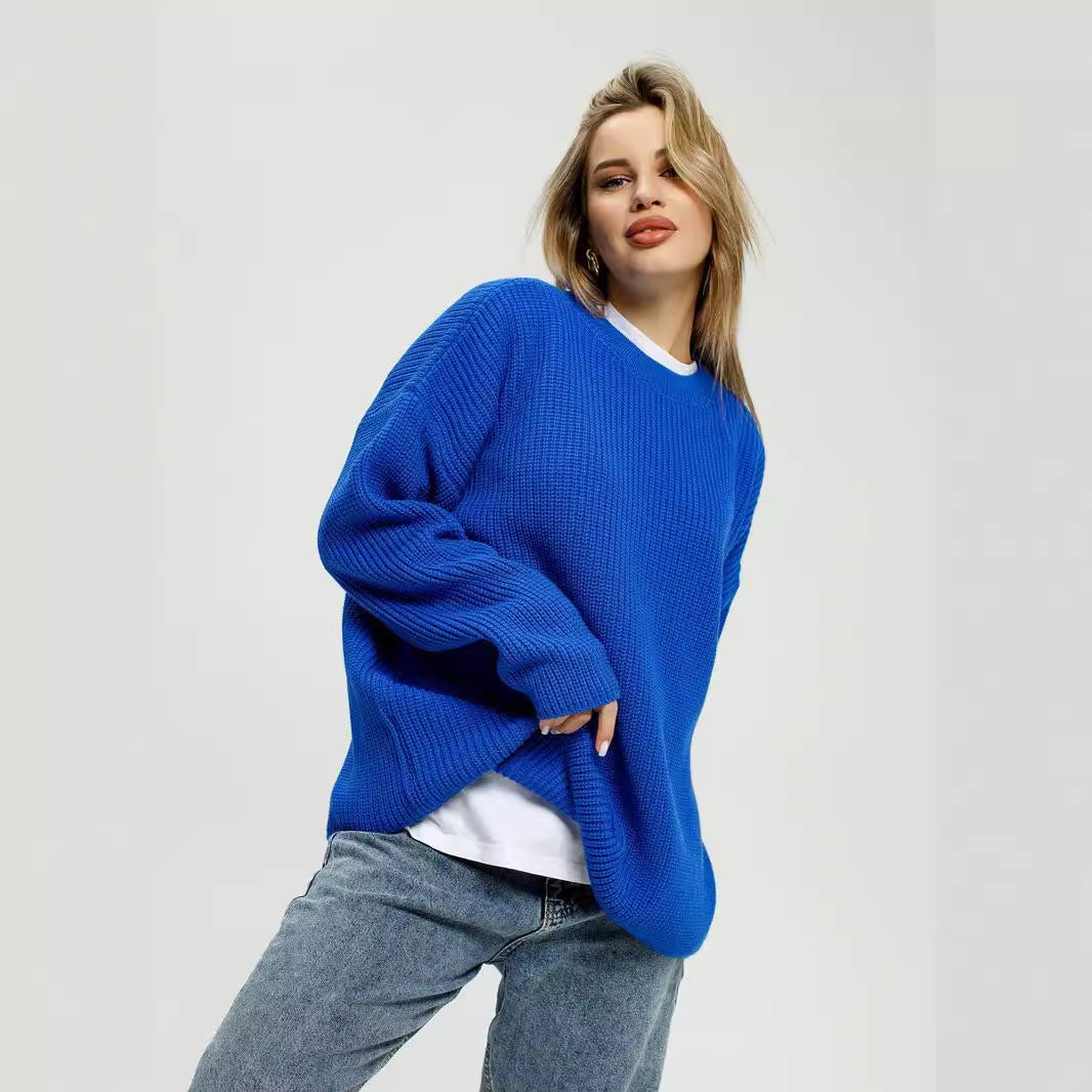 Women's casual oversized sweater with textured knit pattern NOVAE