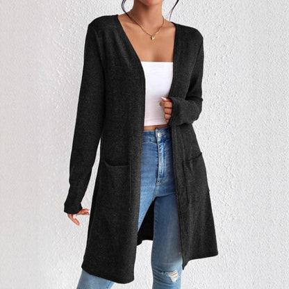 Women's Long Knit Cardigan with Practical Pockets NOVAE