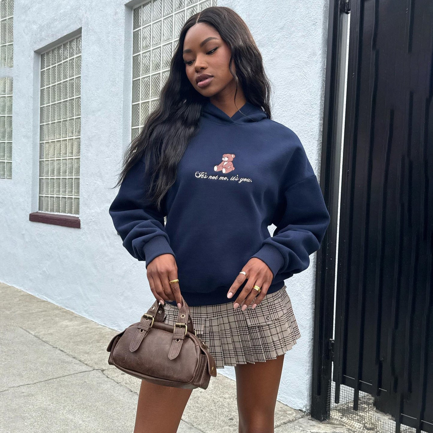 Women's hooded sweatshirt with playful bear motif and soft cotton blend NOVAE