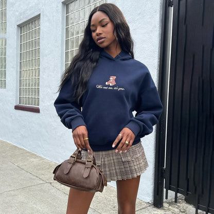 Women's hooded sweatshirt with playful bear motif and soft cotton blend NOVAE