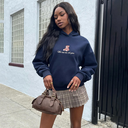 Women's hooded sweatshirt with playful bear motif and soft cotton blend NOVAE