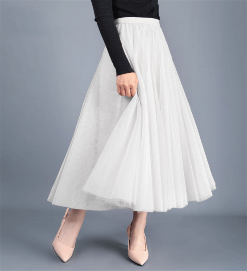 Women's Elegant Tulle Skirt with Voluminous Cut and Elastic Waistband NOVAE