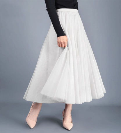 Women's Elegant Tulle Skirt with Voluminous Cut and Elastic Waistband NOVAE