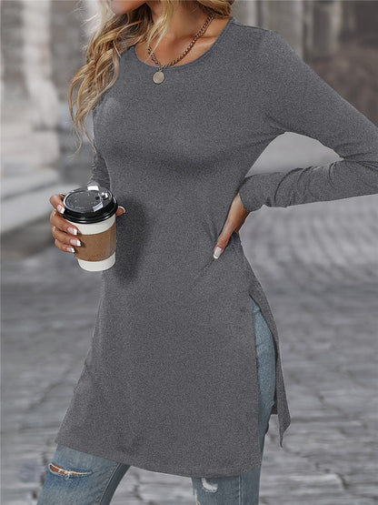 Women's long-sleeved tunic with side slits and modern cut NOVAE