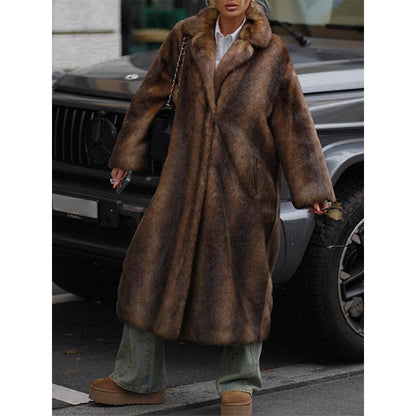 Women's Luxurious Faux Fur Coat with Wide Lapels and Soft Lining NOVAE
