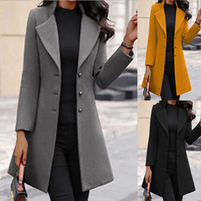 Women's elegant wool coat with a structured fit and double-button closure design NOVAE