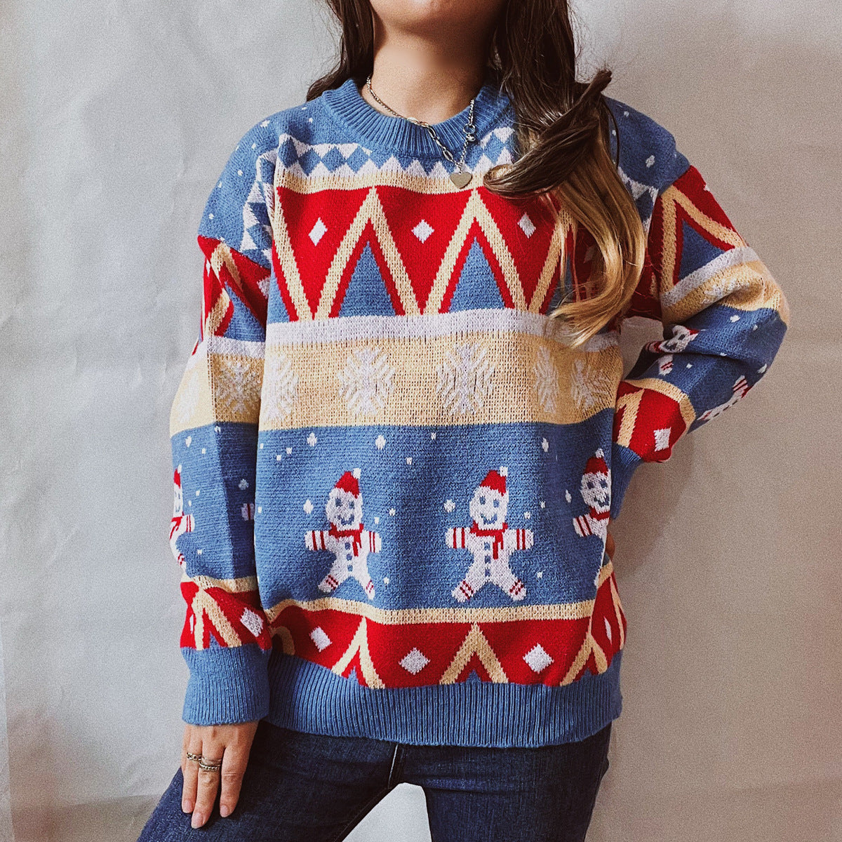 Women's Festive Winter Sweater with Vibrant Christmas Design NOVAE