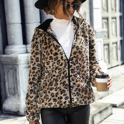 Women's Urban Cozy Jacket with Leopard Print NOVAE