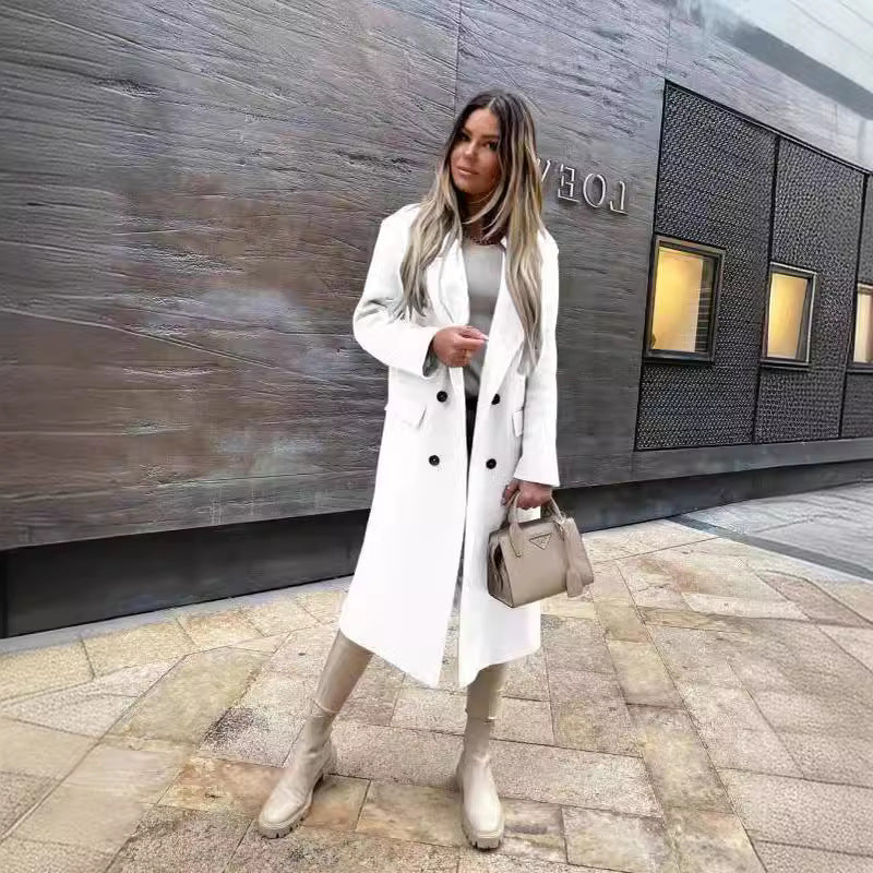 Women's Elegant and Timeless Double-Breasted Wool Coat NOVAE
