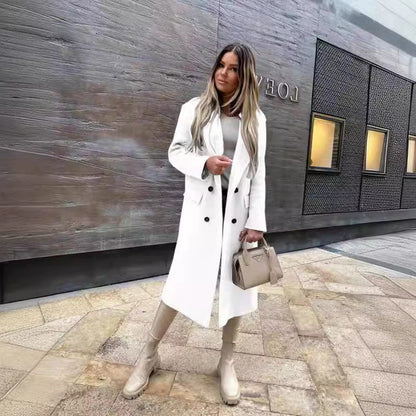 Women's Elegant and Timeless Double-Breasted Wool Coat NOVAE