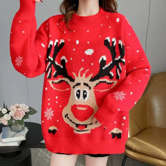 Women's Christmas sweater with unique reindeer motif NOVAE