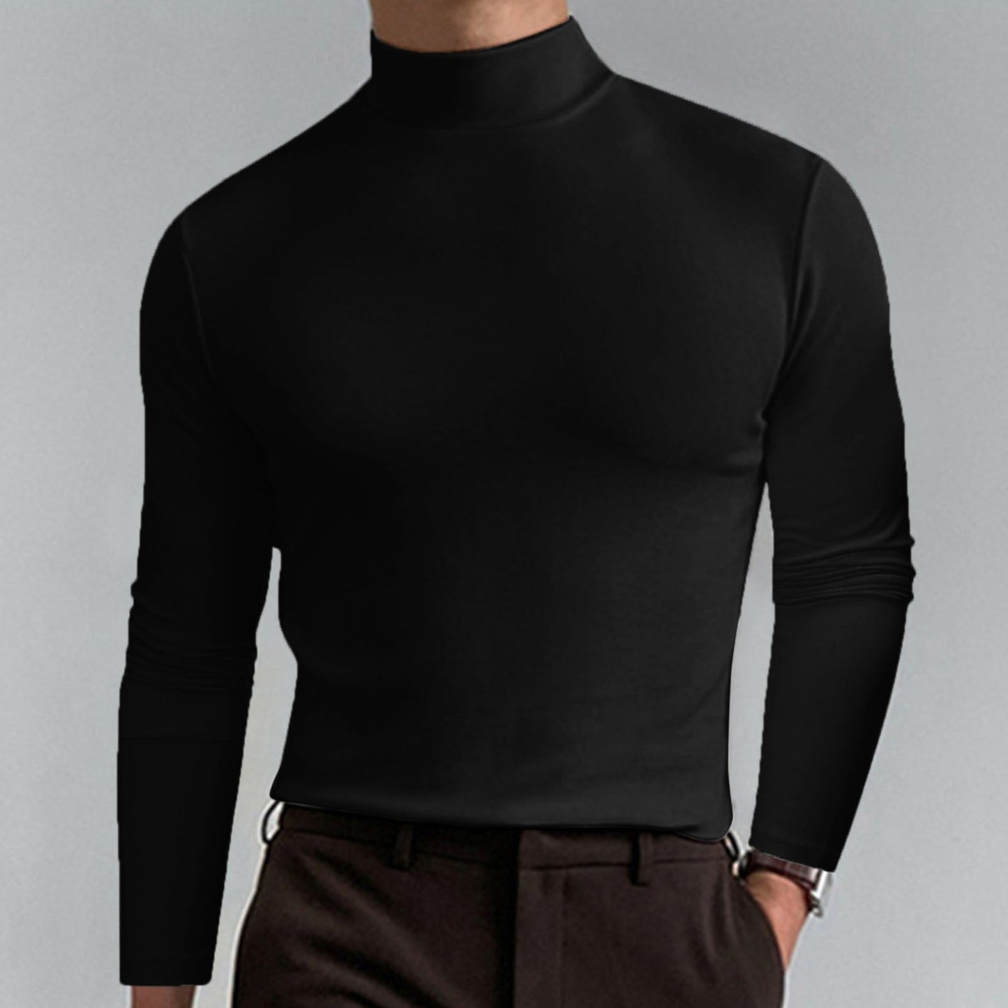 Men's high-quality roll-neck sweater made from a fine cotton blend NOVAE