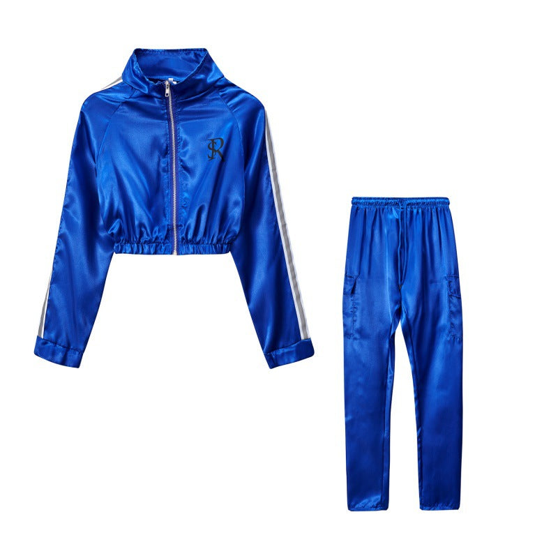 Women's sporty tracksuit set with cropped jacket and jogging pants NOVAE