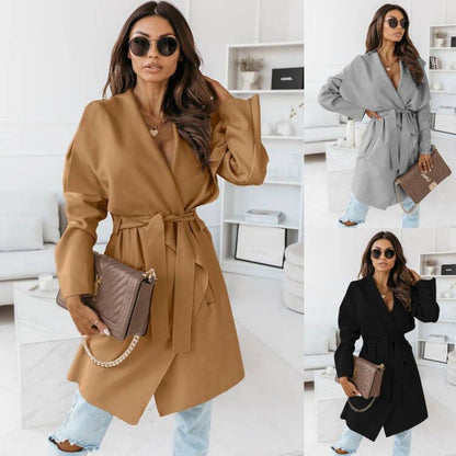 Women's casual oversized coat with wrap belt NOVAE
