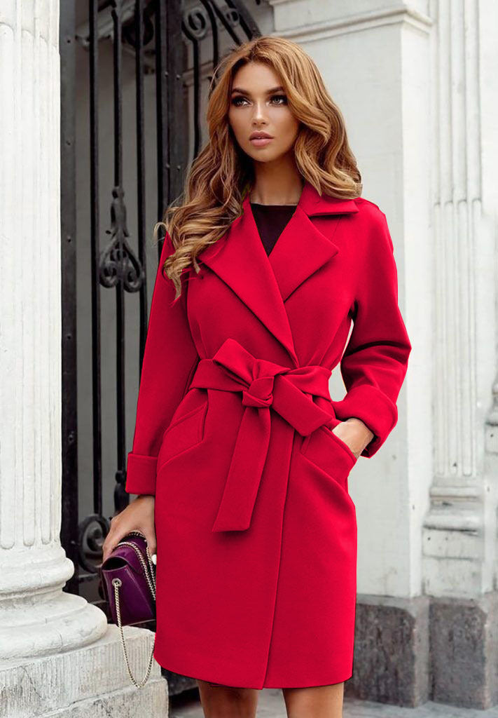 Women's Elegant Trench Coat with Belt and Practical Pockets NOVAE