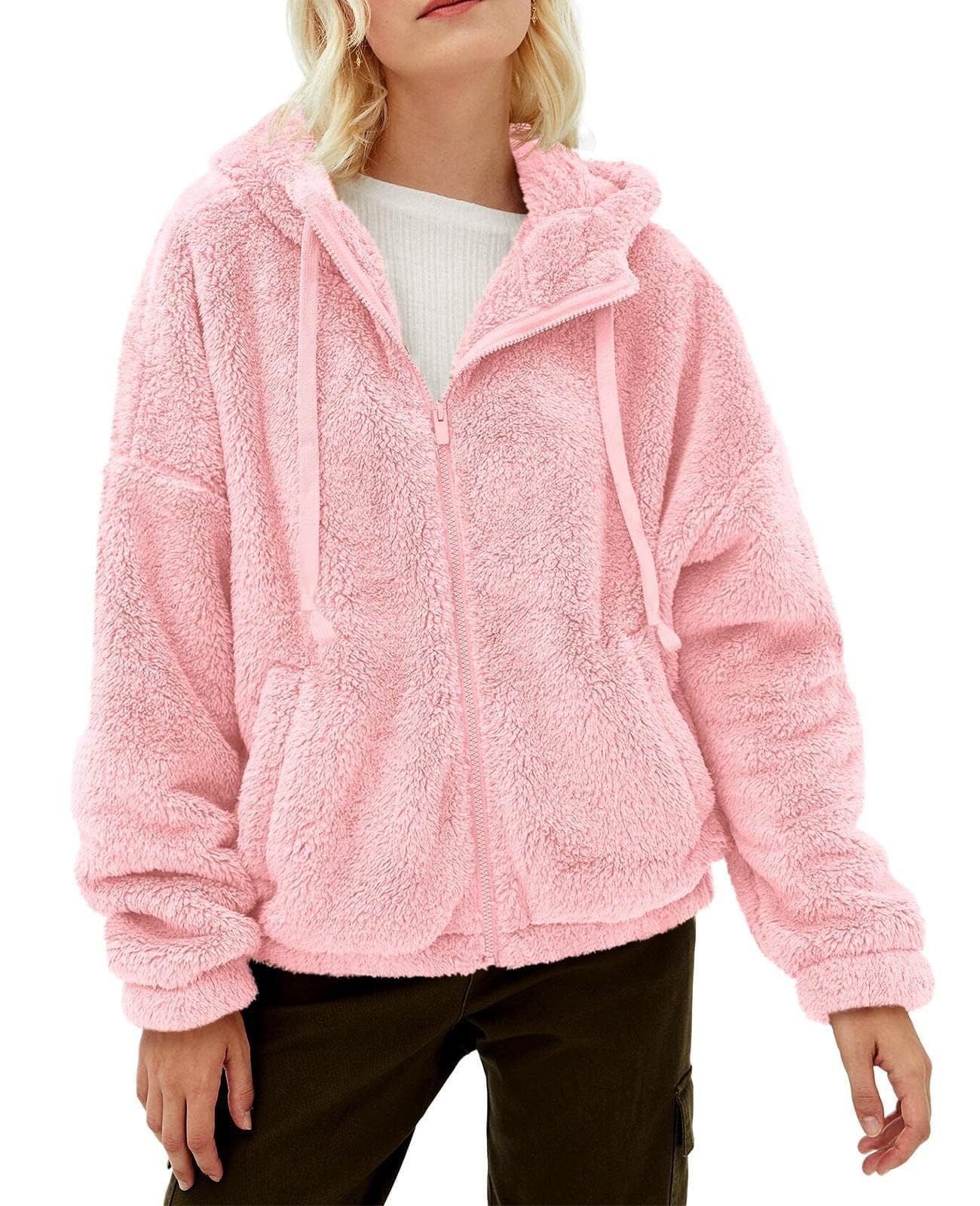 Women's Cozy Fleece Jacket with High Collar and Zipper NOVAE