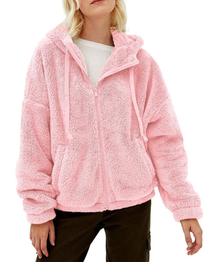 Women's Cozy Fleece Jacket with High Collar and Zipper NOVAE