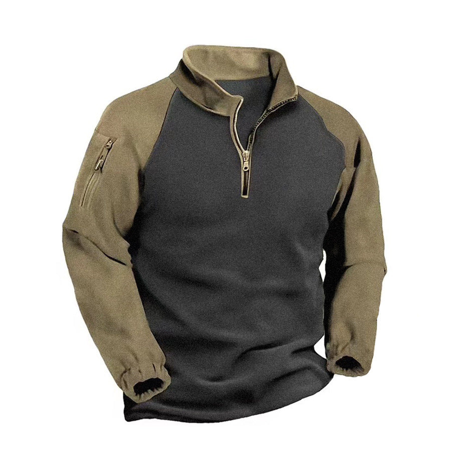 Men's fleece pullover with high collar and stand-up collar NOVAE