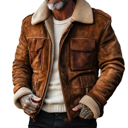 Men's stylish leather jacket with warm lining NOVAE