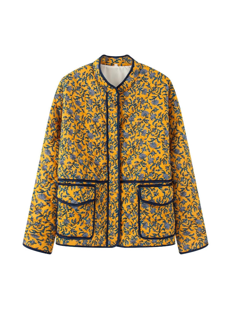 Women's quilted floral pattern jacket with practical pockets NOVAE