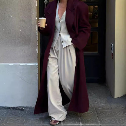 Women's Elegant Wool Coat with Double-Button Design NOVAE